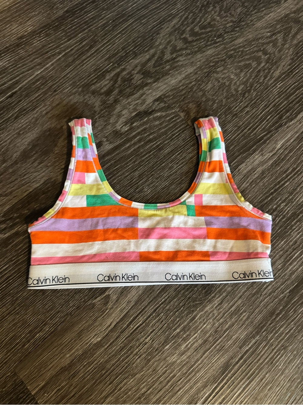 Calvin Klein Girls' Multicolor Stripe Sports Bra